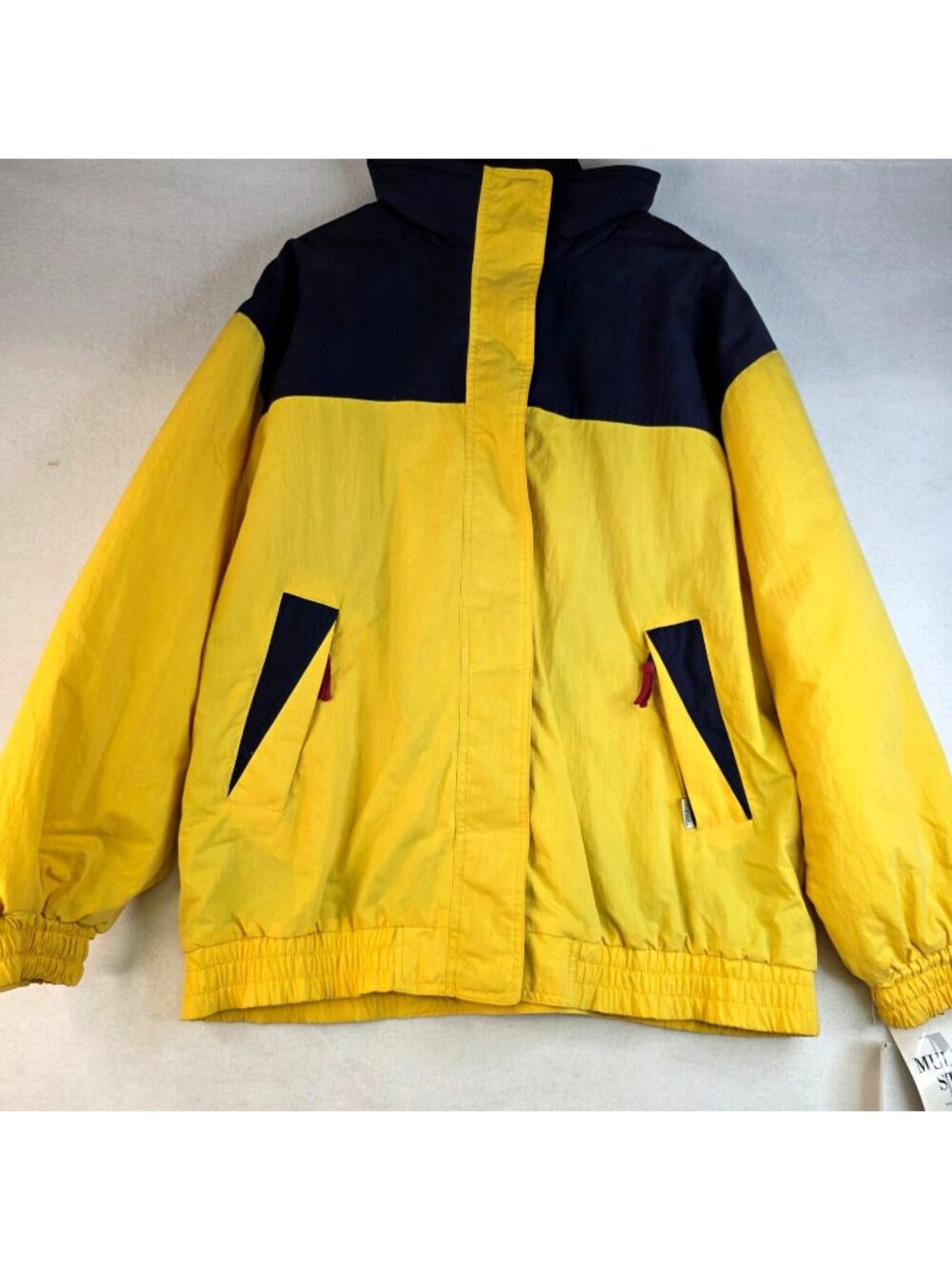 Vintage Mulberry Street Hooded Jacket M Yellow Colorblock Outdoor Retro Hip Hop